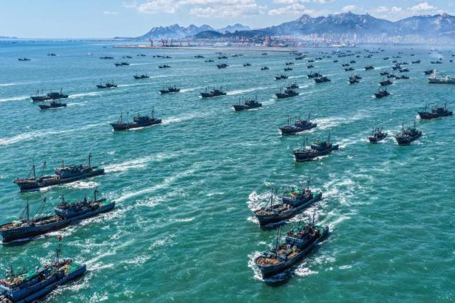 黄渤海伏季休渔结束 山东荣成千帆出海